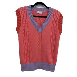 Women's‎ Isalis Vest Sweater Size Xsmall Xs Color block Orange purple Pink